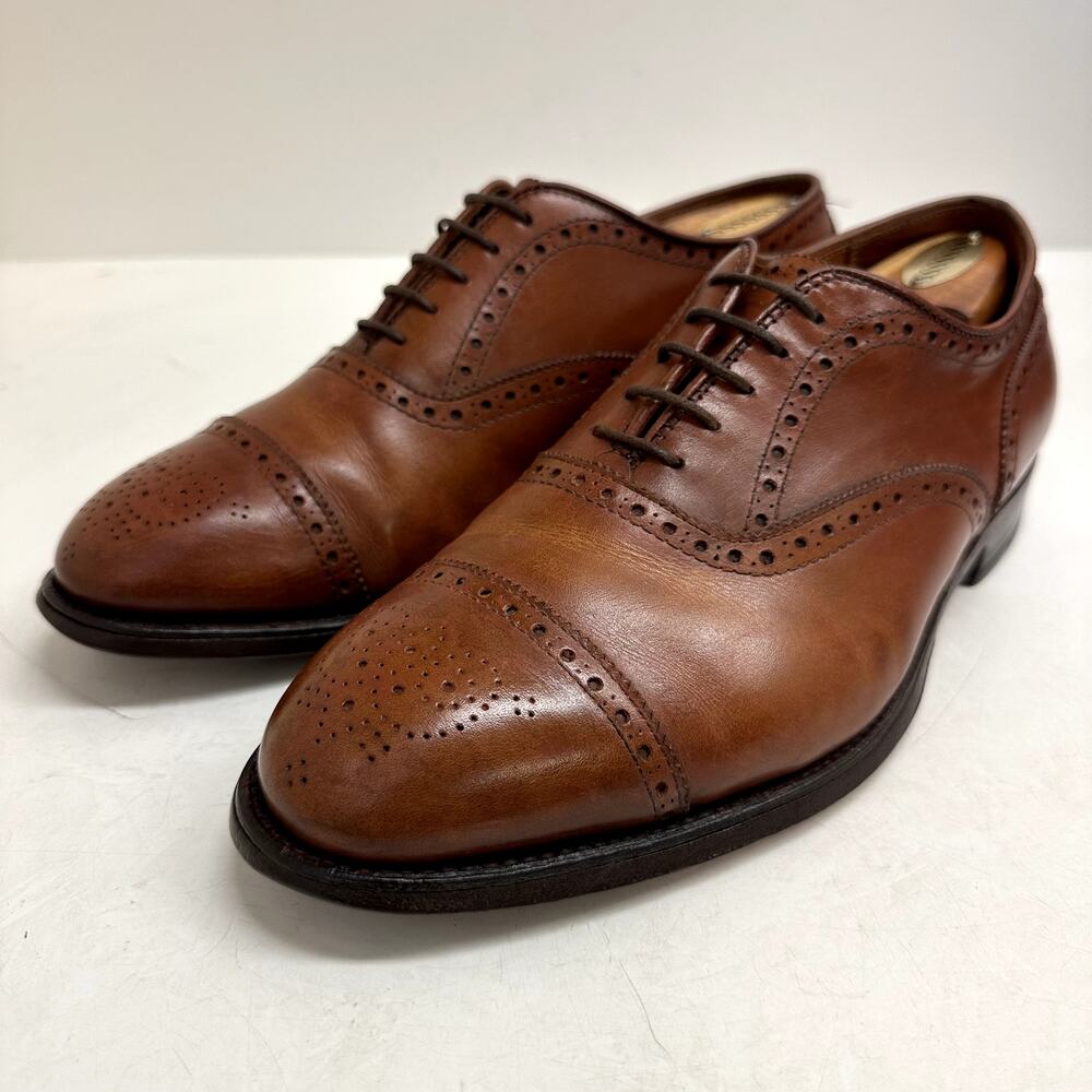 NEW HEELS Alden 911 Medallion Perf Tip Bal Oxford (Burnished Tan Calf) 7.5 E